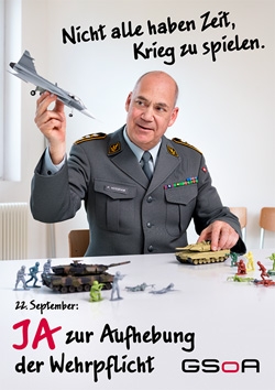 Kampagnen-Plakat: «Ja zur Aufhebung der Wehrpflicht!»