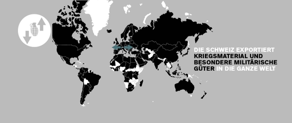 Die Schweiz exportiert Kriegsmaterial und besondere militärische Güter in die ganze Welt.