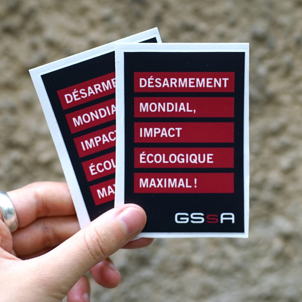 5 x sticker «Désarmement mondial, impact écologique maximal»